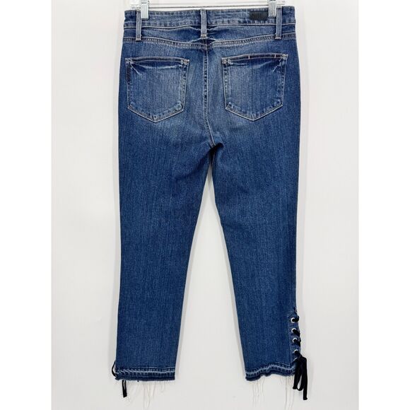 PAIGE Jacqueline Straight Leg High Rise Velvet Ankle Lace Jeans Size 28 - Picture 4 of 7